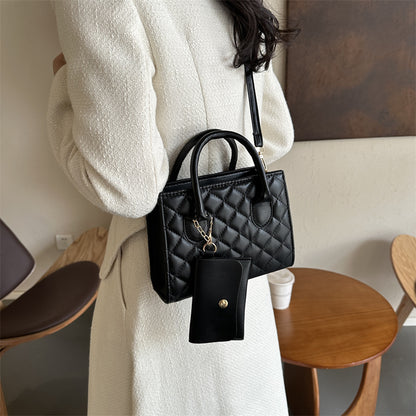 Borsa "Urban Minimalism" Small Square in Mix PU-Denim con Doppia Tracolla