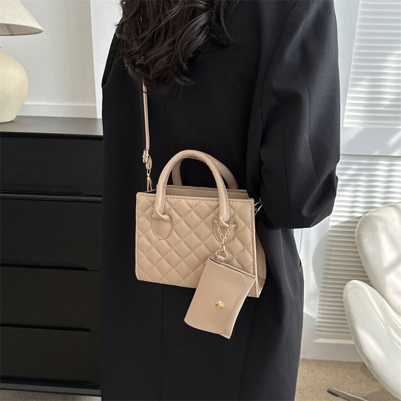 Borsa "Urban Minimalism" Small Square in Mix PU-Denim con Doppia Tracolla