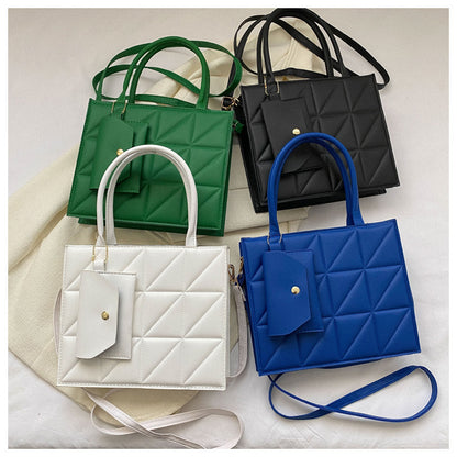 Borsa "Street Fashion" Plaid Square con Sistema a Tre Tracolle e Tasca 3D