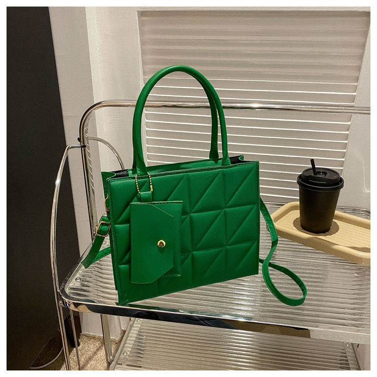 Borsa "Street Fashion" Plaid Square con Sistema a Tre Tracolle e Tasca 3D