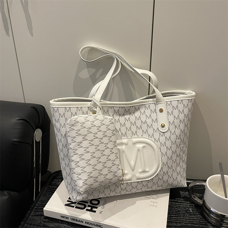 Tote Bag "Street Fashion" Horizontal Square con Dettagli Splicing e Chiusura Safe-Zip