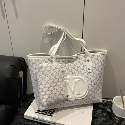 Tote Bag "Street Fashion" Horizontal Square con Dettagli Splicing e Chiusura Safe-Zip
