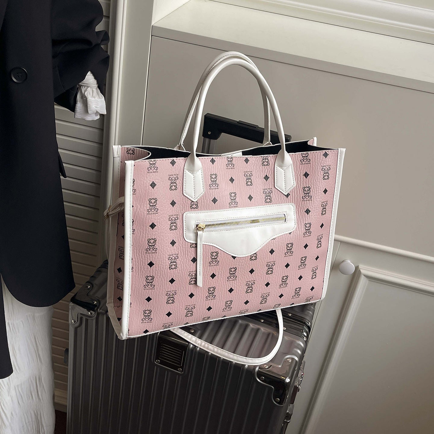 Borsa a Tracolla "Street Fashion" Color Block con Doppia Tracolla e Chiusura Safe-Zip