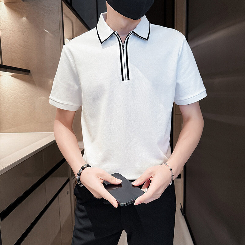 Polo "Contemporary Contrast" Slim Fit in Cotone Pettinato Traspirante