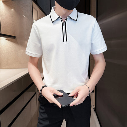 Polo "Contemporary Contrast" Slim Fit in Cotone Pettinato Traspirante