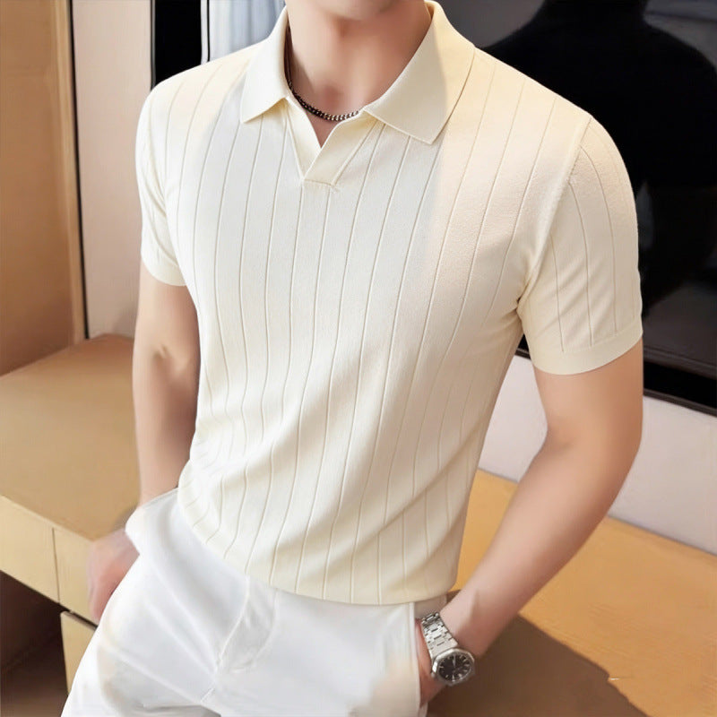 Polo "Essential Knit" Slim Fit in Viscosa e Fibra Tecnica Traspirante