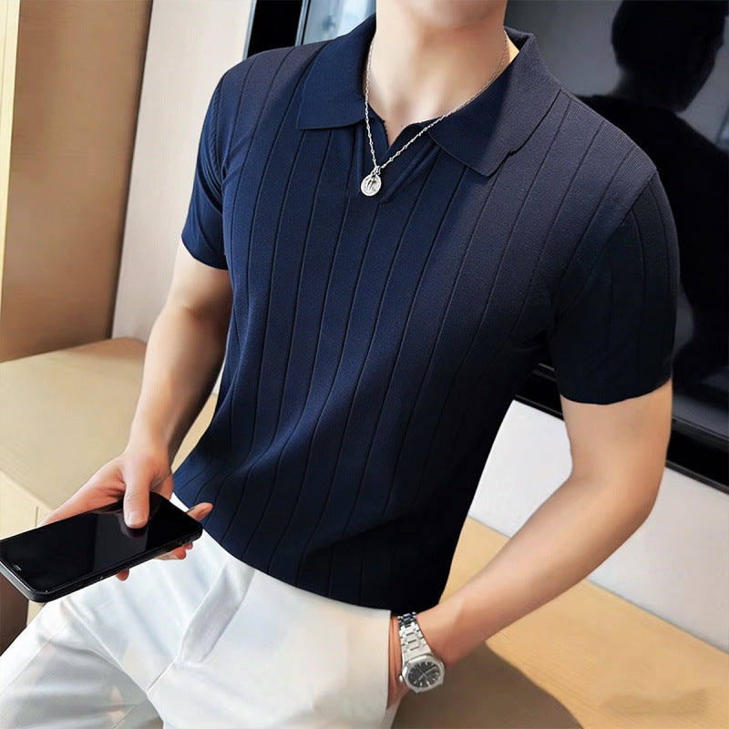 Polo "Essential Knit" Slim Fit in Viscosa e Fibra Tecnica Traspirante