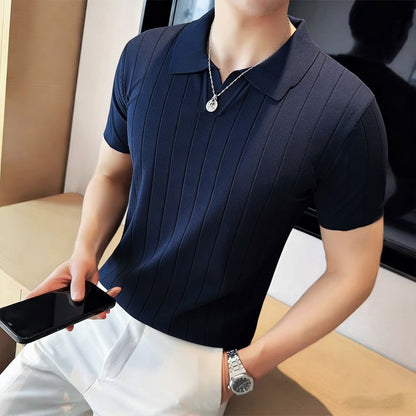 Polo "Essential Knit" Slim Fit in Viscosa e Fibra Tecnica Traspirante