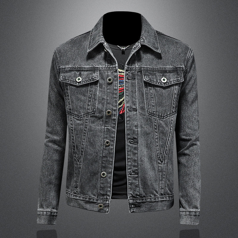 Giacca Denim "Urban Jacquard" Slim Fit con Lavaggio Vintage e Finiture Sartoriali