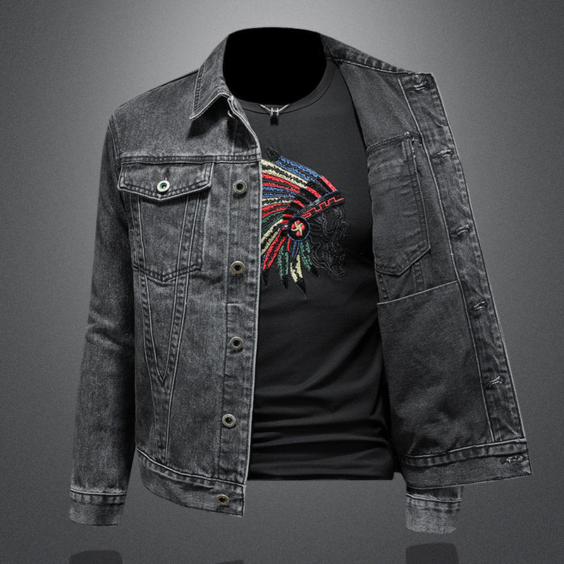 Giacca Denim "Urban Jacquard" Slim Fit con Lavaggio Vintage e Finiture Sartoriali