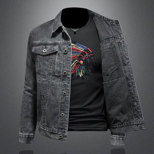 Giacca Denim "Urban Jacquard" Slim Fit con Lavaggio Vintage e Finiture Sartoriali