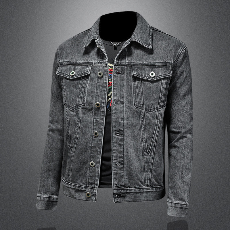 Giacca Denim "Urban Jacquard" Slim Fit con Lavaggio Vintage e Finiture Sartoriali
