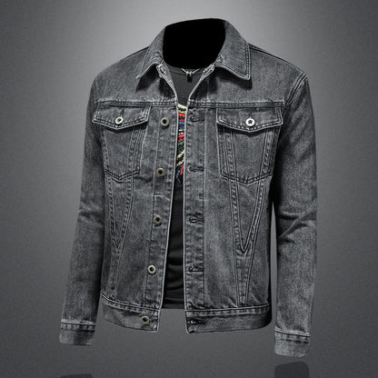 Giacca Denim "Urban Jacquard" Slim Fit con Lavaggio Vintage e Finiture Sartoriali