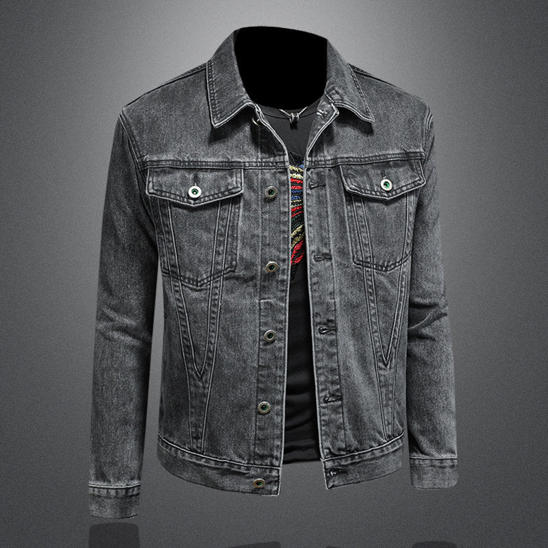 Giacca Denim "Urban Jacquard" Slim Fit con Lavaggio Vintage e Finiture Sartoriali