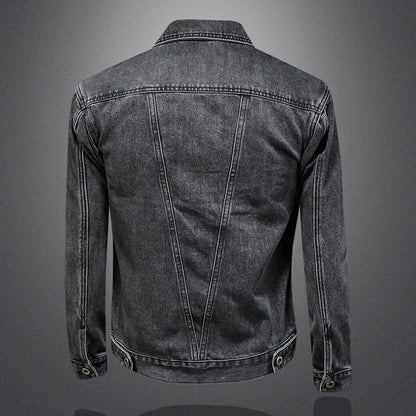 Giacca Denim "Urban Jacquard" Slim Fit con Lavaggio Vintage e Finiture Sartoriali