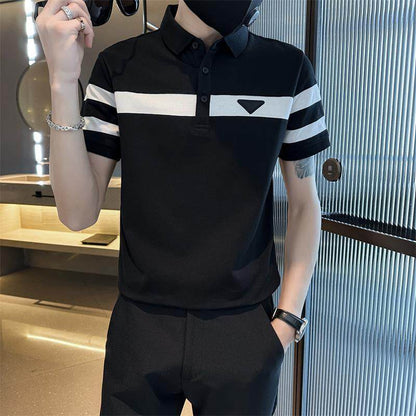 Polo "Linear Dynamic" Slim Fit in Tessuto Tecnico Traspirante a Micro-Righe