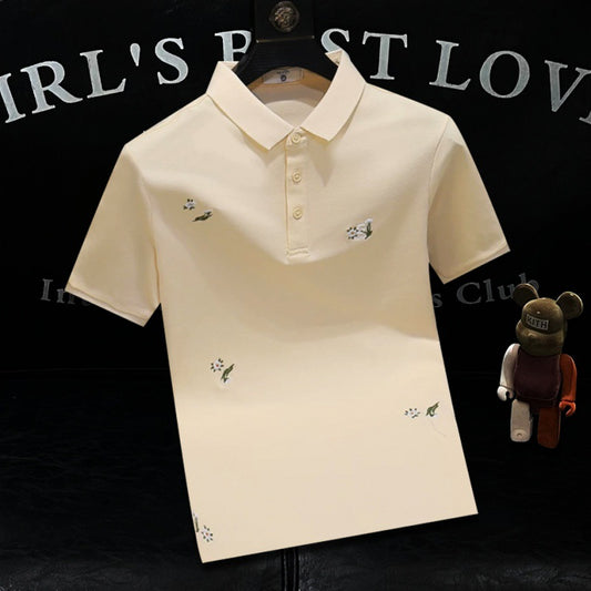 Polo "Botanical Heritage" Slim Fit con Ricamo Floreale e Tessuto High-Tech