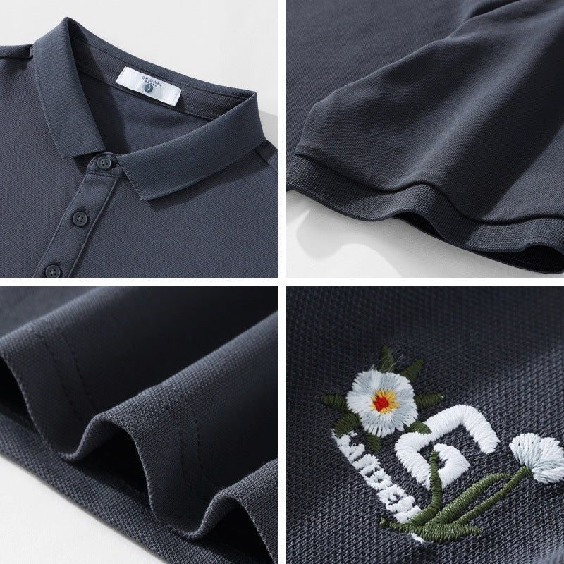 Polo "Botanical Heritage" Slim Fit con Ricamo Floreale e Tessuto High-Tech
