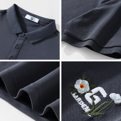 Polo "Botanical Heritage" Slim Fit con Ricamo Floreale e Tessuto High-Tech