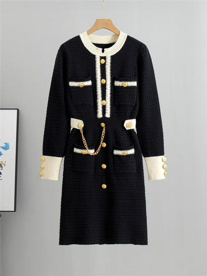 Abito Mid-Length in Maglia a Costine
