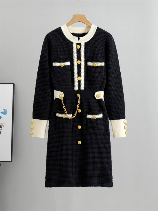Abito Mid-Length in Maglia a Costine