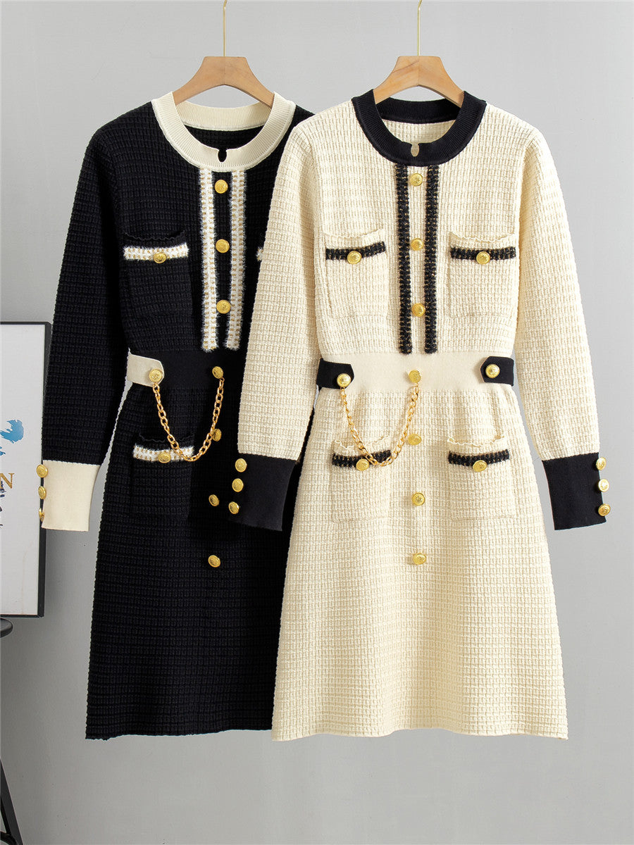 Abito Mid-Length in Maglia a Costine