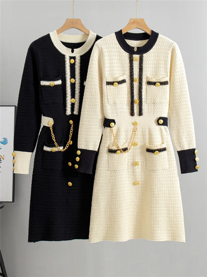 Abito Mid-Length in Maglia a Costine