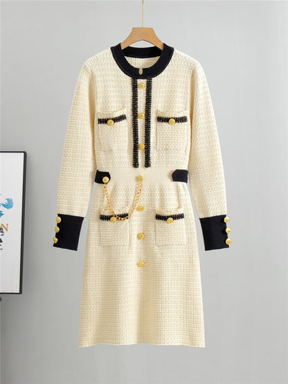 Abito Mid-Length in Maglia a Costine