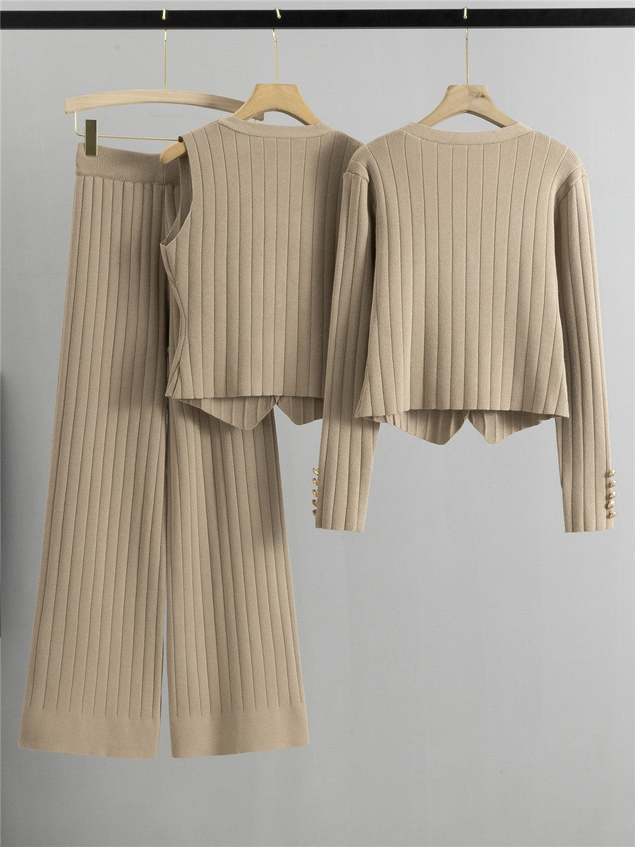 Completo Casual Pantalone Pleated Knit