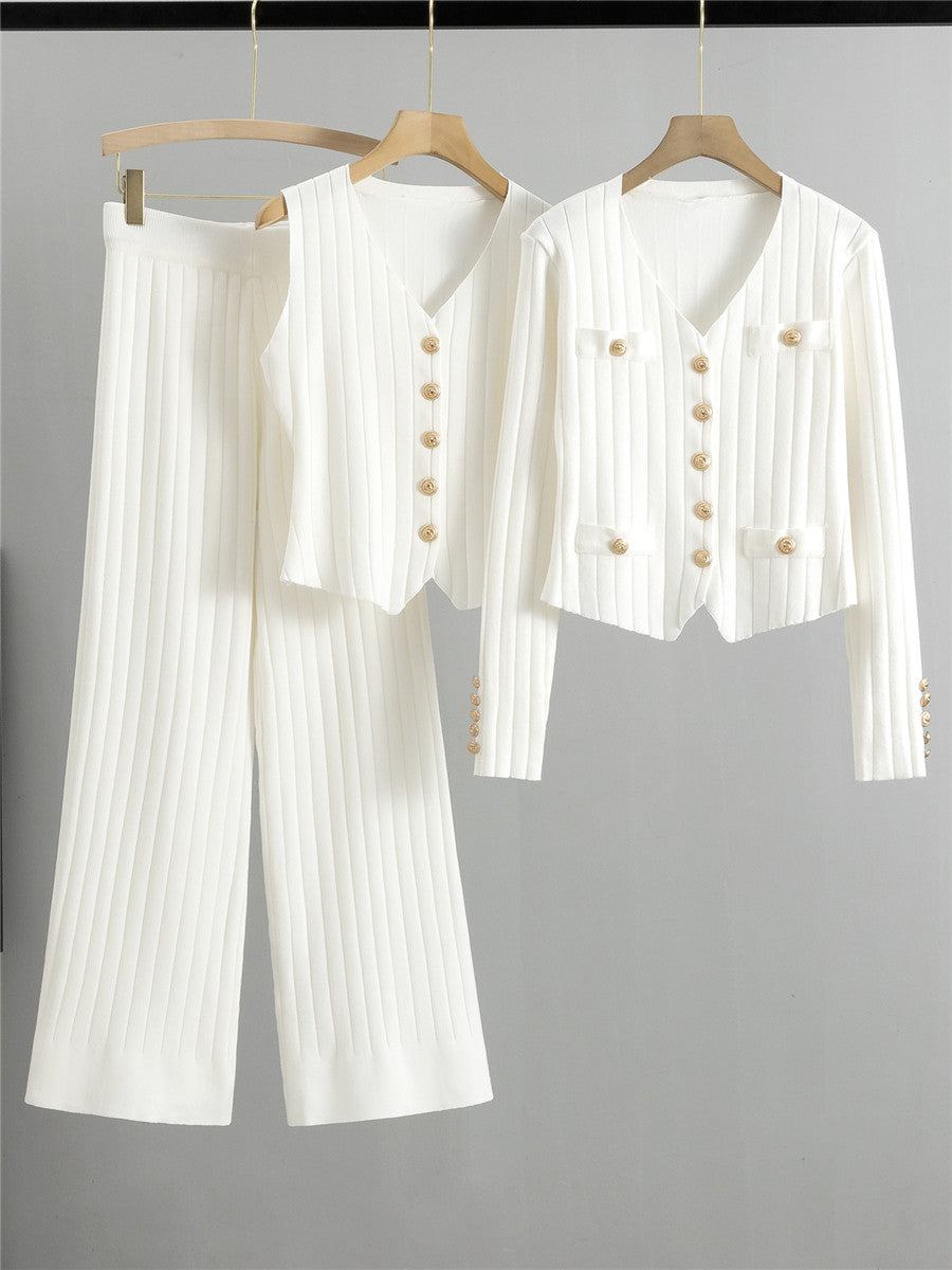 Completo Casual Pantalone Pleated Knit