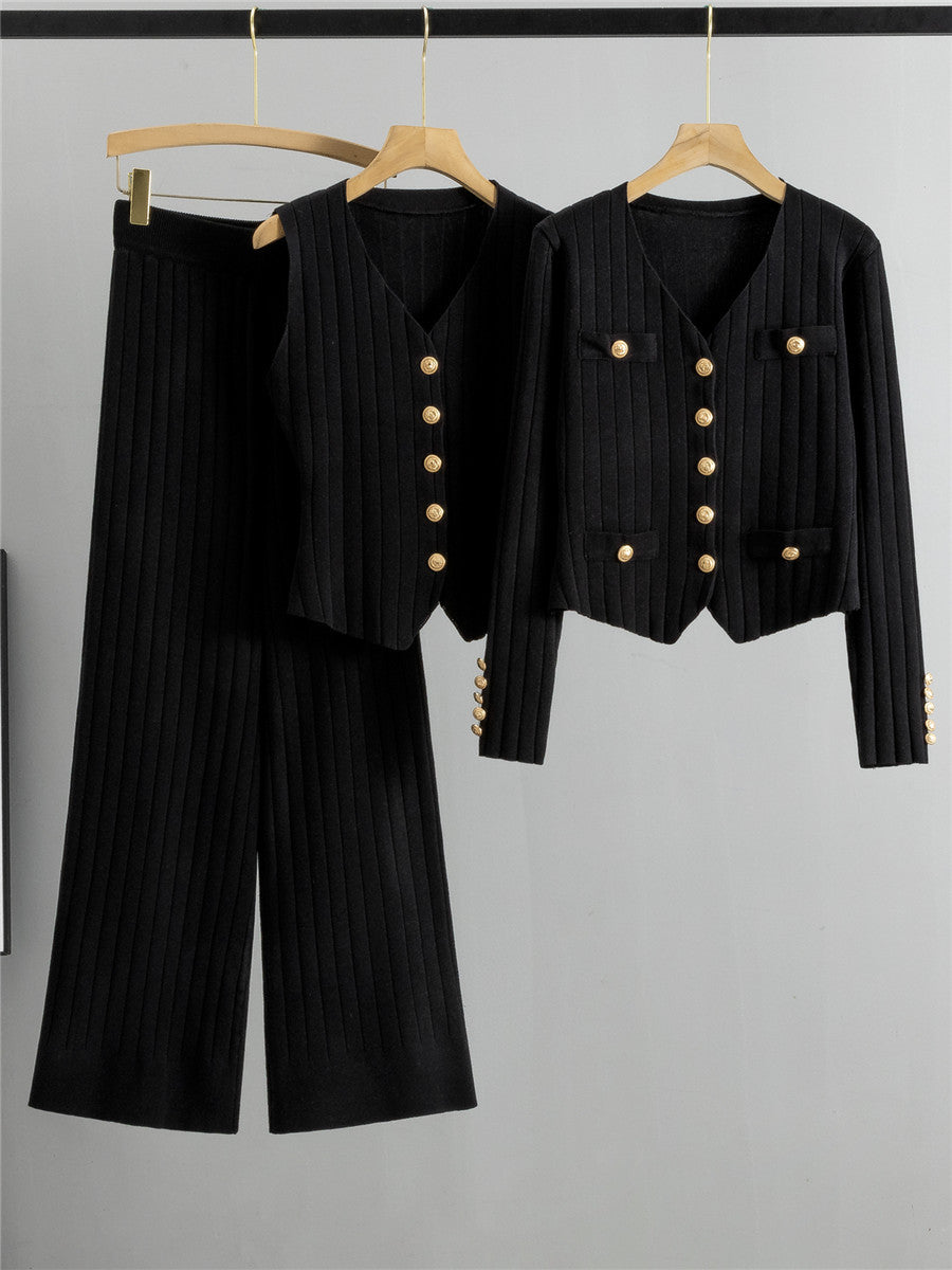 Completo Casual Pantalone Pleated Knit