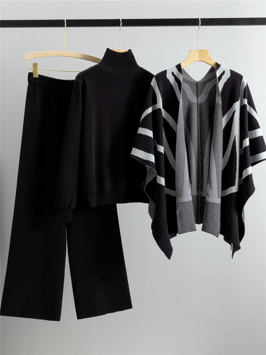 Completo Casual Pantalone Knit Stripes & Flowers