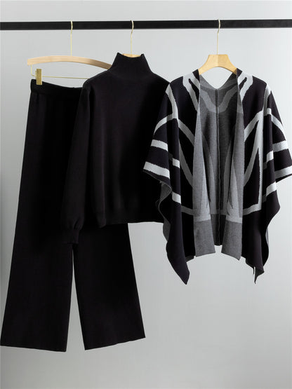 Completo Casual Pantalone Knit Stripes & Flowers
