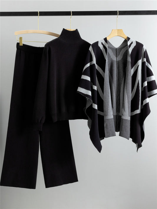 Completo Casual Pantalone Knit Stripes & Flowers