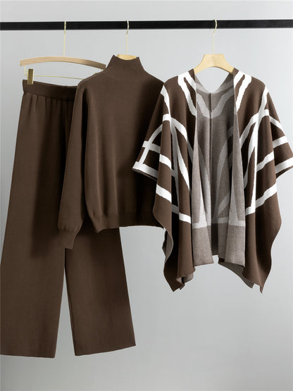 Completo Casual Pantalone Knit Stripes & Flowers