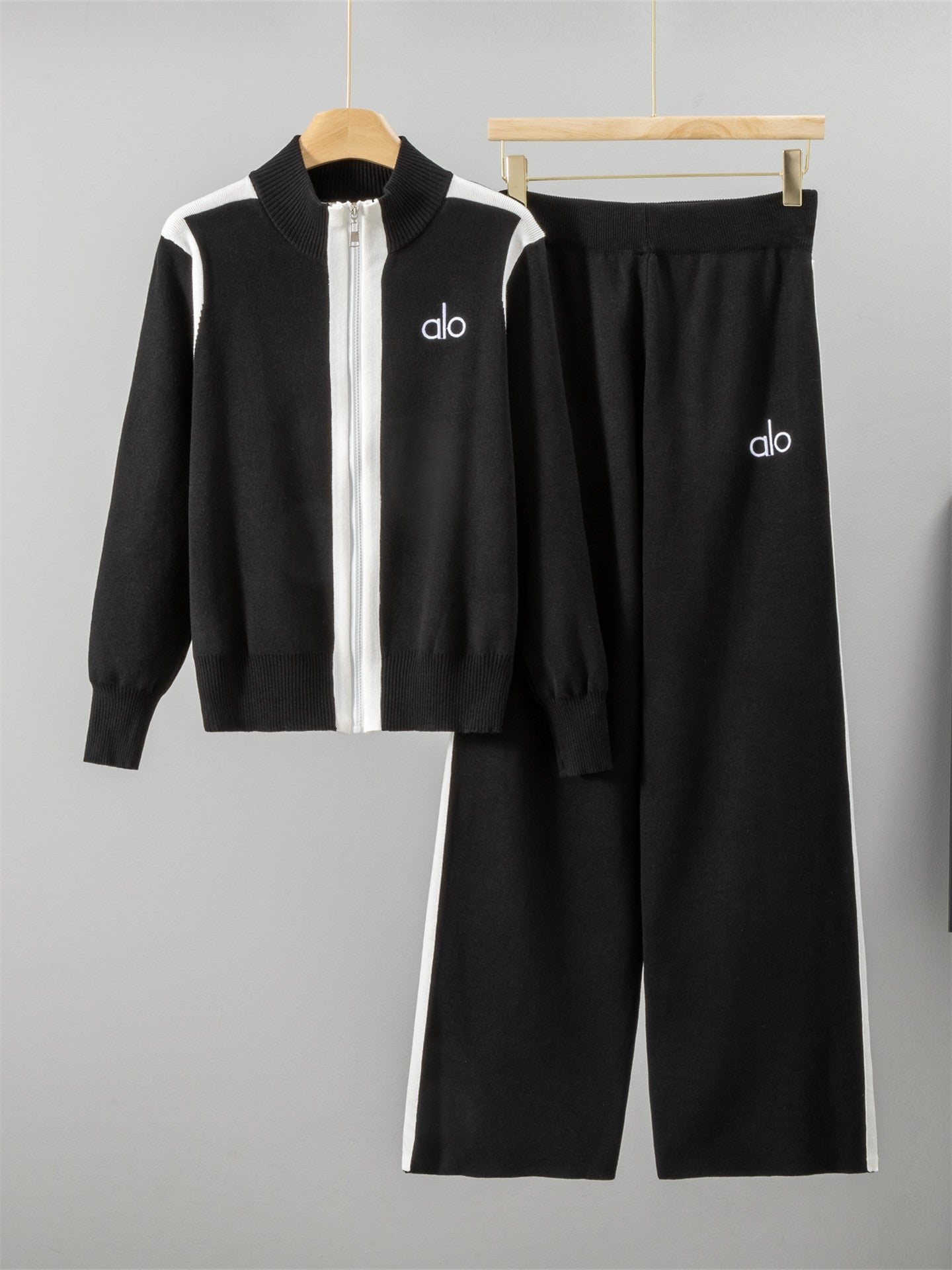 Completo Casual Pantalone Knit Contrast Zip