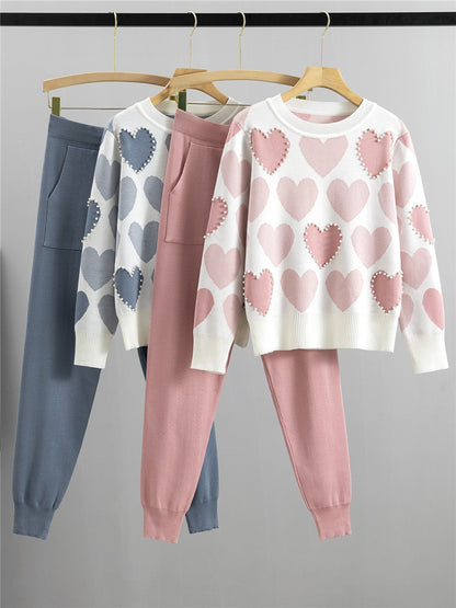 Completo Casual Pantalone Beaded Knit Suit
