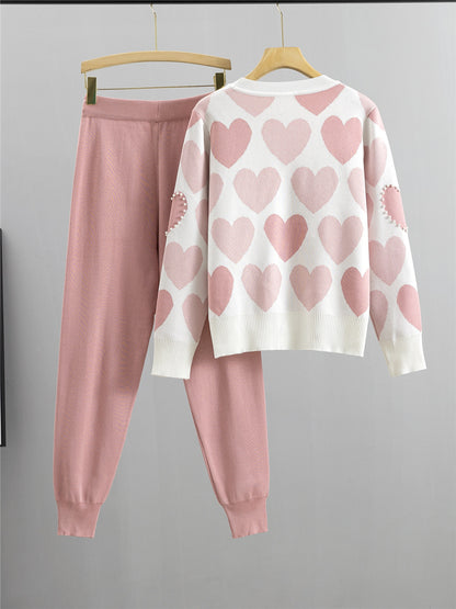 Completo Casual Pantalone Beaded Knit Suit