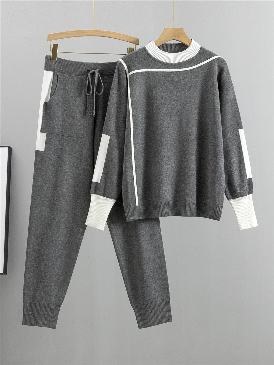 Completo Casual Pantalone Knit Splicing Suit