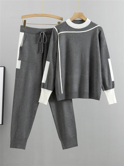 Completo Casual Pantalone Knit Splicing Suit