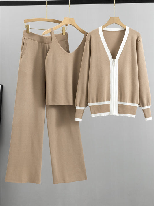 Completo Casual Pantalone Knit Striped Zip