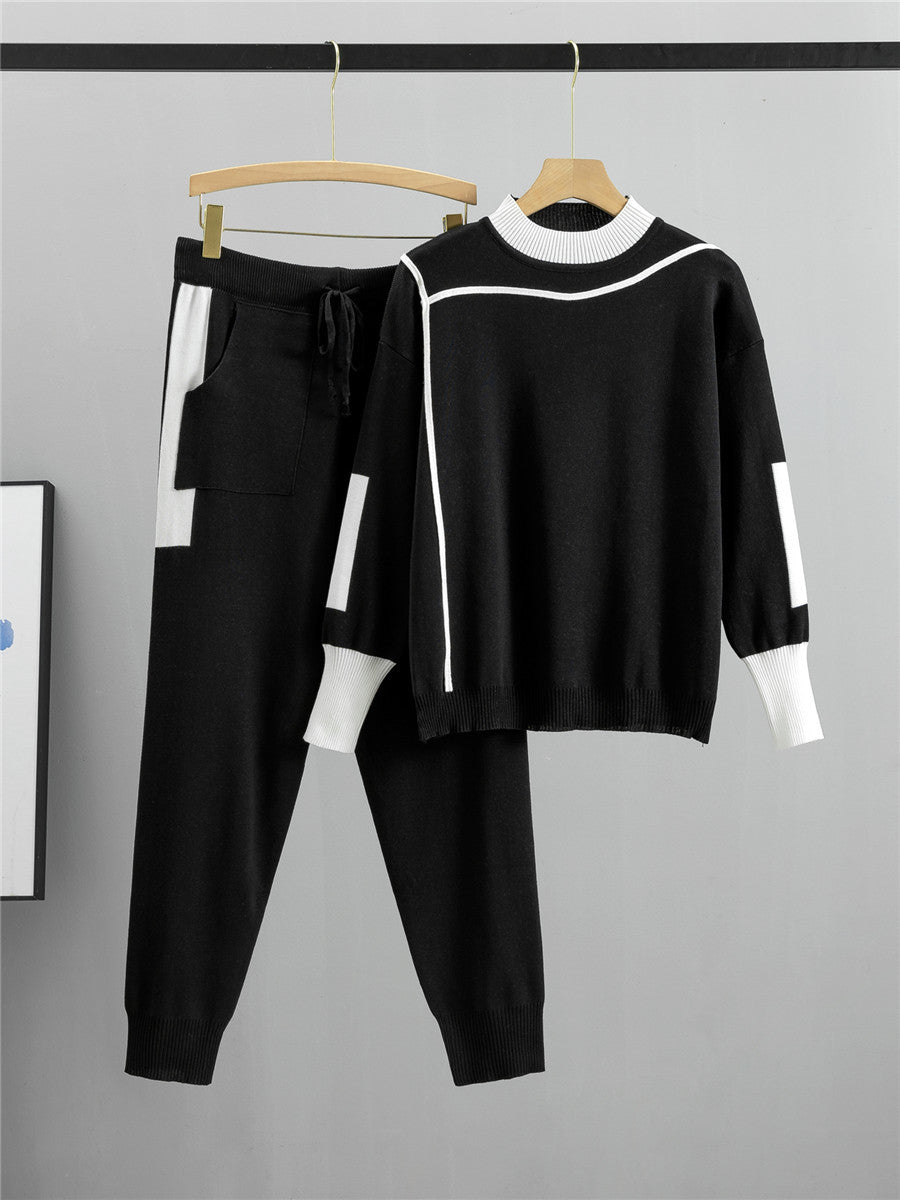 Completo Casual Pantalone Knit Splicing Suit