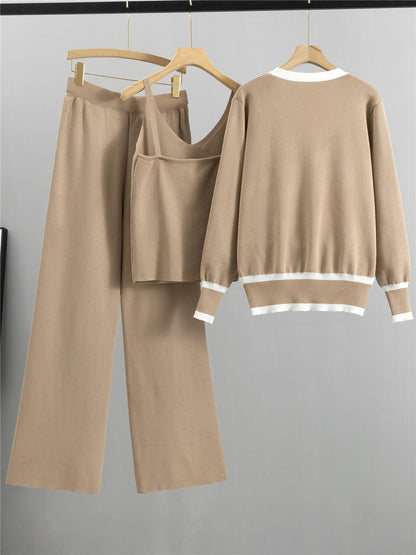 Completo Casual Pantalone Knit Striped Zip