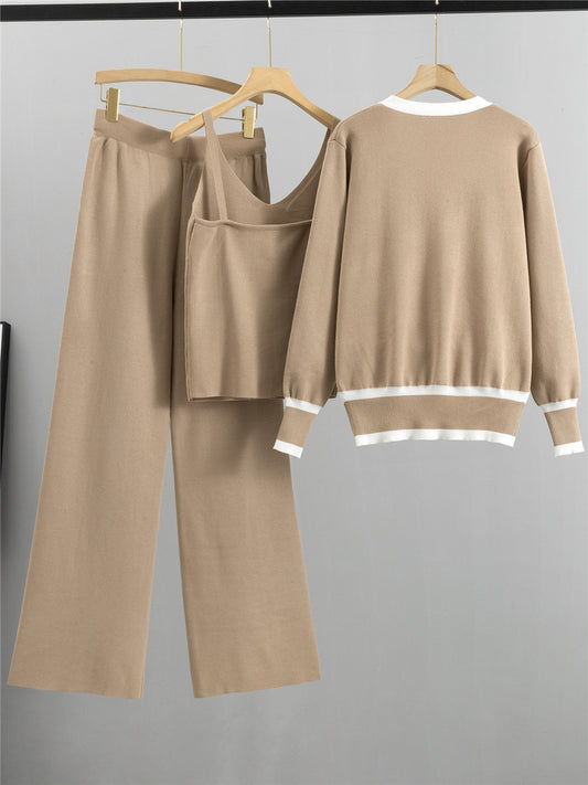 Completo Casual Pantalone Knit Striped Zip