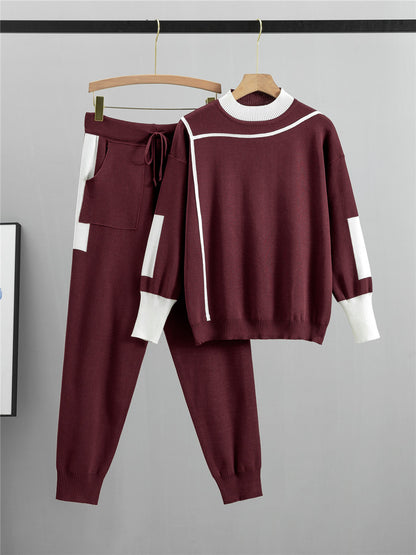Completo Casual Pantalone Knit Splicing Suit
