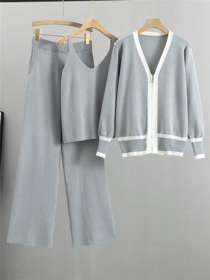 Completo Casual Pantalone Knit Striped Zip
