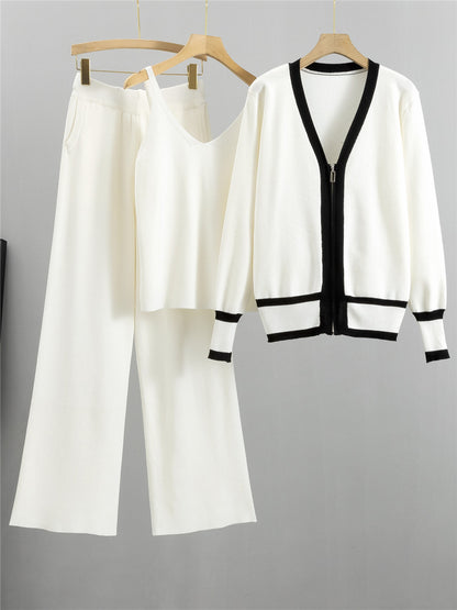 Completo Casual Pantalone Knit Striped Zip