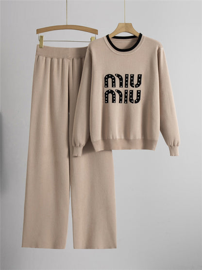 Completo Casual Pantalone Beaded Contrast Suit