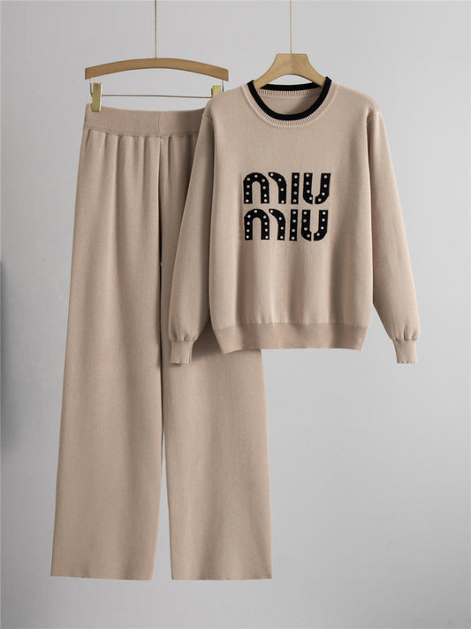 Completo Casual Pantalone Beaded Contrast Suit