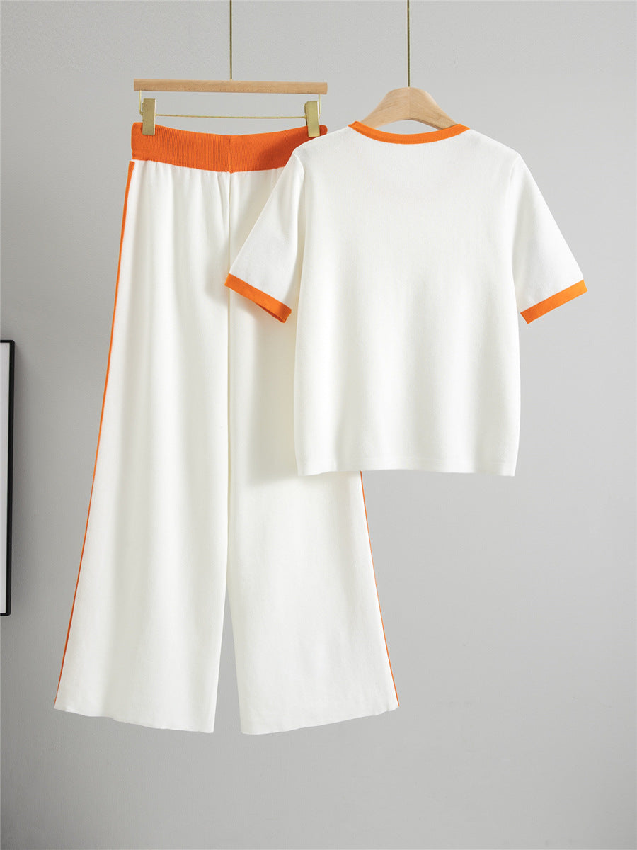 Completo Casual Pantalone Knit Beading & Letters
